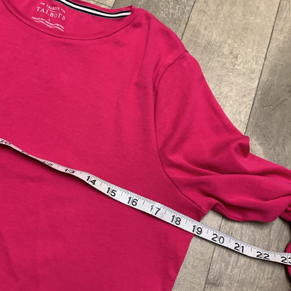 Womens Talbots Crewneck Cotton Barbie Pink Long Sleeve Shirt‎ - Picture 5 of 6